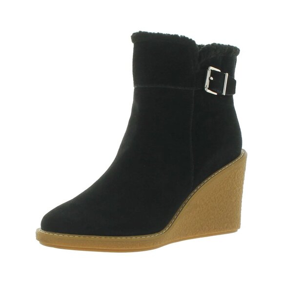 Franco Sarto NWOT‎ Ulayna Women’s Suede Faux Fur Lined Wedge Boots Size 9 - Picture 1 of 10